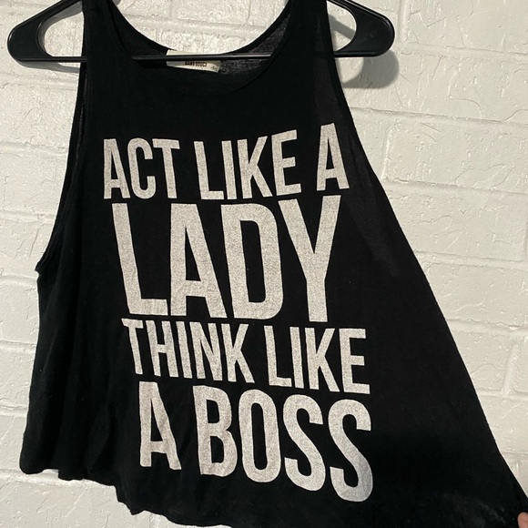 Sans Souci “Act Like A Lady Think Like A Boss” Black Workout Tank Top - Picture 2 of 5